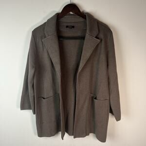 Quince Women 100% Organic Cotton Classic Knit Blazer Heather Brown M